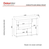 Dekorister Charlotta Çok Amaçlı Dolap Mikro Dalga Dolabı Beyaz-Cordoba - 8