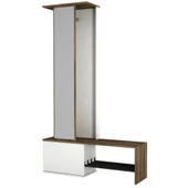 Dekorister Exclusive Ponte Aynalı Portmanto Beyaz-Ceviz thumbnail 6