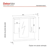 Dekorister Tiger Aynalı Banyo Etajer Beyaz - 6
