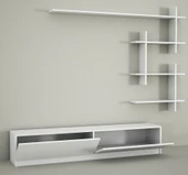 Dekorister Ahenk Duvar Raflı Tv Ünitesi Beyaz - 5