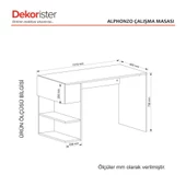 Dekorister Alphonzo Çalışma Masası Beyaz-Ceviz - 7