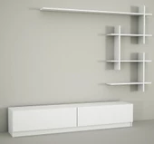 Dekorister Ahenk Duvar Raflı Tv Ünitesi Beyaz - 6