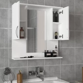 Dekorister Tiger Aynalı Banyo Etajer Beyaz - 3