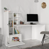 Dekorister Domingos Kitaplıklı Çalışma Masası Beyaz - 3