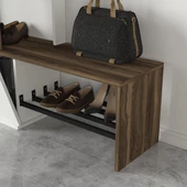 Dekorister Exclusive Ponte Aynalı Portmanto Beyaz-Ceviz thumbnail 4