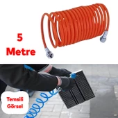 Havalı Alet Seti 5 Parça Metal Depolu Boya Mazot Yağ Hava Lastik Şişirme Tabancası Spiral Hortum - 5