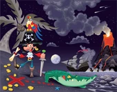 Korsan Adası Gece Çocuk Odası Duvar Kağıdı Baskı thumbnail 4