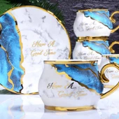 Kosova 6'lı Nescafe Fincan Takımı Nayv Blue 220cc RSY-192 - 1