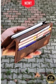 Hakiki Deri Telefon Bölmeli Mıknatıslı Ve Fermuarlı Uzun El Cüzdanı Portföy Kartlık Crazy Kahverengi thumbnail 6