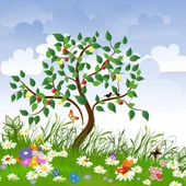 Meyve Ağaçlı Çocuk Odası Duvar Kağıdı Baskı thumbnail 5