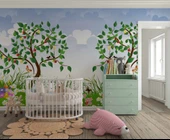 Meyve Ağaçlı Çocuk Odası Duvar Kağıdı Baskı thumbnail 2