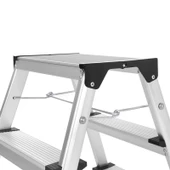 SONGMICS Alüminyum Basamaklı Merdiven, Ev Merdiveni, Hafif 3 kg, Her İki Tarafta Katlanır Çok Amaçlı Basamaklar 2 x 3 Kademeli GLT23K - 5