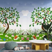 Meyve Ağaçlı Çocuk Odası Duvar Kağıdı Baskı thumbnail 3