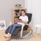 SONGMICS Huş Ağacı Ayarlanabilir Ayak Dayama Özellikli Rahatlatıcı Sallanan Sandalye Maksimum Yük: 150 kg Gri LYY10G - 4