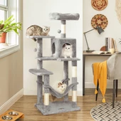 FEANDREA Kedi Ağacı, Hamaklı Kedi Apartman Dairesi, 143 cm, Açık Gri PCT161W01 - 2
