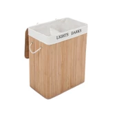 SONGMICS 100L (62,5 x 52 x 32 cm) çamaşır sepeti bambu katlanabilir çamaşır kutusu, 2 bölmeli, çıkarılabilir çamaşır sepeti, çıkarılabilir çamaşır sepeti., Bambu, natürel, LCB64Y - 1