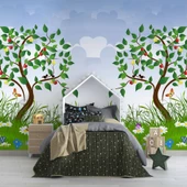 Meyve Ağaçlı Çocuk Odası Duvar Kağıdı Baskı thumbnail 4