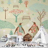 Penguen Parkı Çocuk Odası Duvar Kağıdı Baskı thumbnail 1