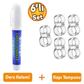 Fayans Derz Dolgu Kalemi Hızlı Kuruyan Su Bazlı Yenileme Beyaz 1 Adet + Şeffaf Kapı Tamponu 5 Adet - 1