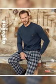 Aydoğan Erkek Berk Jakarlı Kışlık Lacivert Pijama Takım 3380 - 3