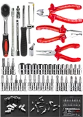 49 Parça Mini Lokma Takımı Otomatik Cırcırlı 1/4"  Pense Kargaburun Yankeski Kombinasyon Alet Seti - 1