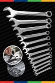 Chrome Vanadium Çelik Profesyonel Güçlü Sağlam 12 Parça Kombine Açık Ağız-Yıldız Anahtar PAKET SET thumbnail 2