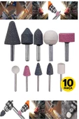 Hobi Gravür Dremel Taşlama Ucu Mini Metal Ahşap Oyma Seti Parlatma Çapak Alma 10 Parça Matkap Uyumlu - 1