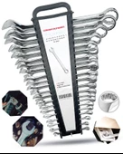 FULL TAKIM Tam Profesyonel  Chrome Vanadium Çelik 21PCS (6-32) Kombine Açık Ağız-Yıldız Anahtar Set thumbnail 1