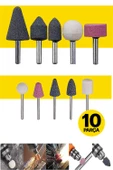 Hobi Gravür Dremel Taşlama Ucu Mini Metal Ahşap Oyma Seti Parlatma Çapak Alma 10 Parça Matkap Uyumlu - 2