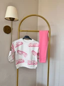 Barbie Yazılı Sweatshirt Alt 2'li Takım - 1