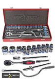 Profesyonel Metal Kutulu 24 adet/takım Cırcır Kollu Aracı Set Oto Mekanik Lokma Set - 1