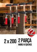 Premium Kalite 2 Adet 200mm F Tipi Ahşap Çelik Mobilyacı Mengene Kıskaç Işkencesi 2x200 - 4