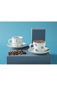 English Home Flower Touch Porselen 2'li Kahve Fincan Takımı 80 Ml Lacivert - 1