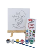 Şövaleli 6'lı Mini Boyama Tuval (15x15cm) Seti 6 Renk Akrilik Boya ve Fırça Seti - 2 Adet SET - 4