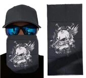 Siyah Renk Üzeri Likralı Beyaz Kafatası Kuru Kafa Baskılı Baf Buff Bandana 25x48 cm - 1
