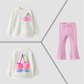 Kiraz Baskılı Sweatshirt Alt 2'li Takım - 1