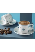 English Home Flower Touch Porselen 2'li Kahve Fincan Takımı 80 Ml Lacivert - 2