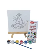 Şövaleli 6'lı Mini Boyama Tuval (15x15cm) Seti 6 Renk Akrilik Boya ve Fırça Seti 3 ADET SET - 5