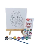 Şövaleli 6'lı Mini Boyama Tuval (15x15cm) Seti 6 Renk Akrilik Boya ve Fırça Seti 3 ADET SET - 3