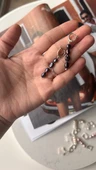 925 ayar gümüş siyah inci küpe - 4
