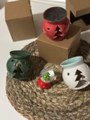 Yılbaşı Özel Çam Seramik Buhurdanlık/mumluk (3 Adet)-Mini Kar Küresi (1 Adet) - 3