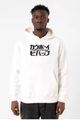 Cowboy Bebop Retro Letter Logo Beyaz Erkek 3ip Kapşonlu Sweatshirt thumbnail 1