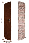 Kadın Atkı Boyunluk Düğmeli Peluş Kadife Ikat Kahve - 5