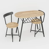 Eportatif 2 Kişilik Mutfak Bahçe Masa Sandalye Seti Çam 1465 thumbnail 5