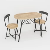 Eportatif 2 Kişilik Mutfak Bahçe Masa Sandalye Seti Çam 1465 thumbnail 6