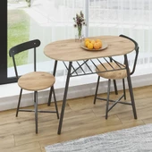 Eportatif 2 Kişilik Mutfak Bahçe Masa Sandalye Seti Çam 1465 thumbnail 2