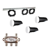 3lü LNB Aparatı + 3 Adet Inverto Single LNB + ADS-01 1/4 DiSEqC Switch - 1