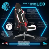 Leo Kırmızı Beyaz Deri Oyuncu Koltuğu - 2