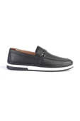 Deriholl Siyah Erkek Hakiki Deri Casual Comfort Ayakkabı - 3