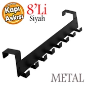 Kapı Arkası Askılık Elbise Havlu Asma Askı Metal 8'lı Tekli Oda Banyo Lavabo Kapısı Aparatı Siyah thumbnail 1